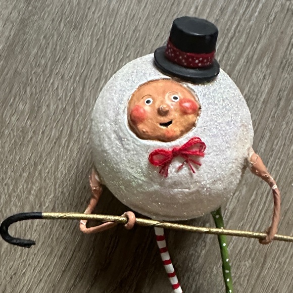 Whimsical Lori C. Mitchell Holiday Snowman with Red and Green Stripes - Picture 3 of 13